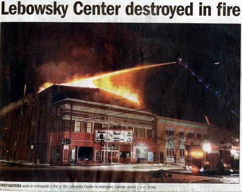 Lebowsky Center for Performing Arts - Lebowsky Fire 021407 Argus Press From Gary Flinn